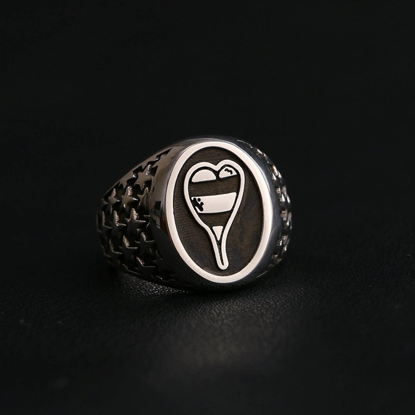 Chrome Hearts Gothic Graffiti Signet Ring, Sterling Punk Statement Silver Rings