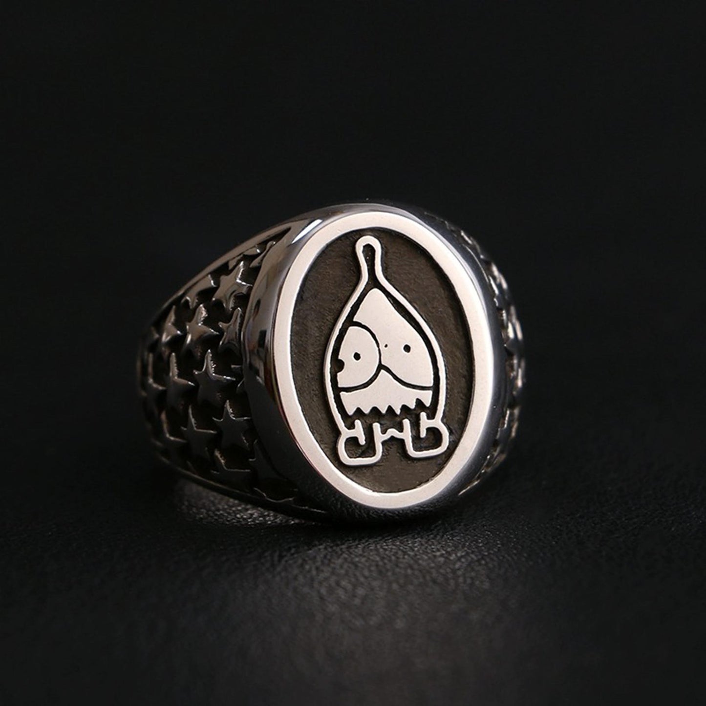 Chrome Hearts Gothic Graffiti Signet Ring, Sterling Punk Statement Silver Rings