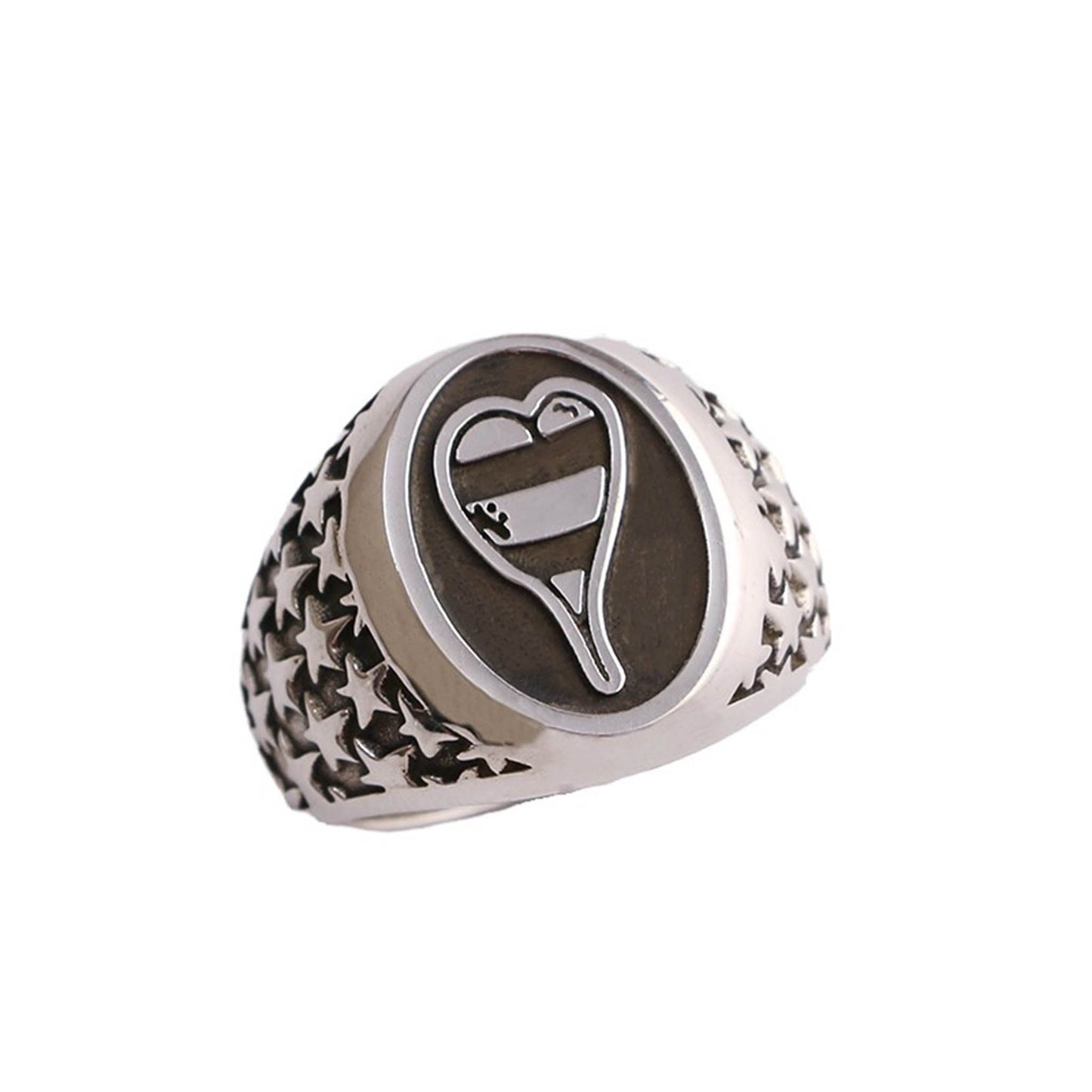 Chrome Hearts Gothic Graffiti Signet Ring, Sterling Punk Statement Silver Rings