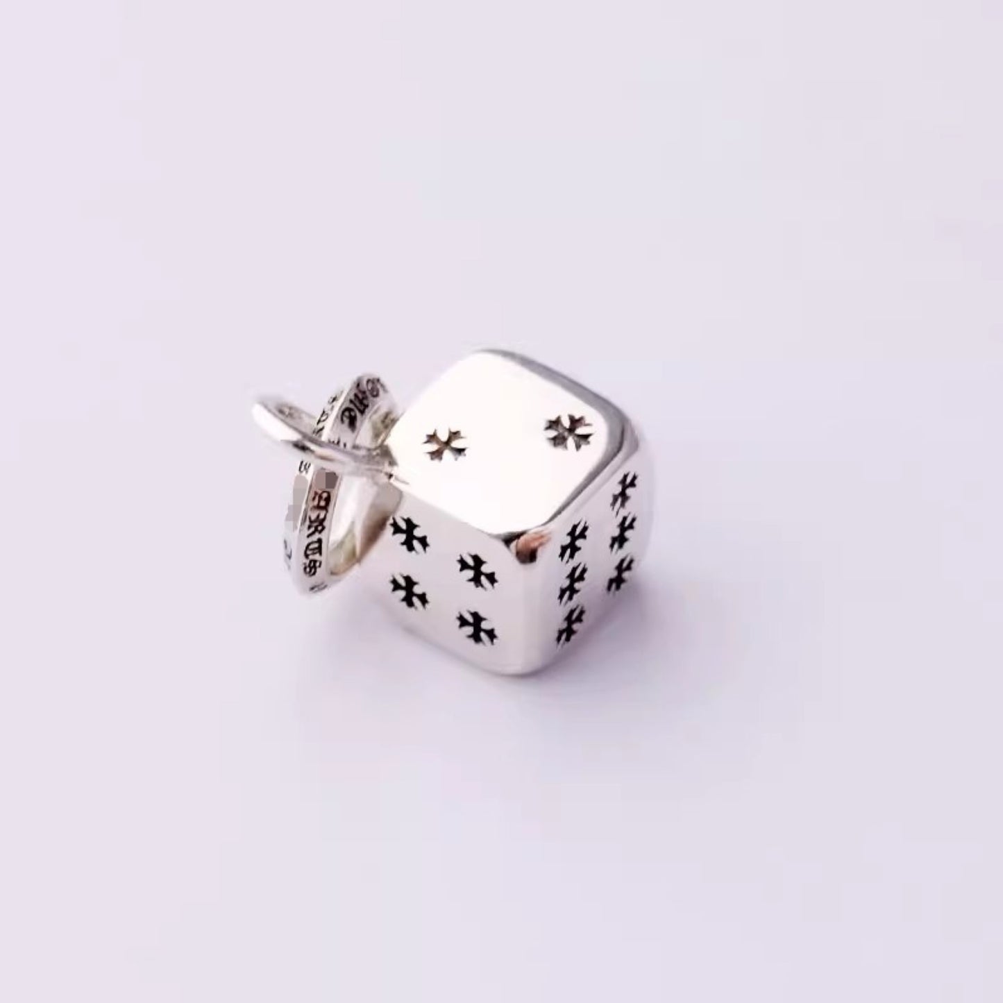 Chrome Hearts Cross Cube Dice Pendant Necklace, 925 Silver Charm Ball Chain Necklace