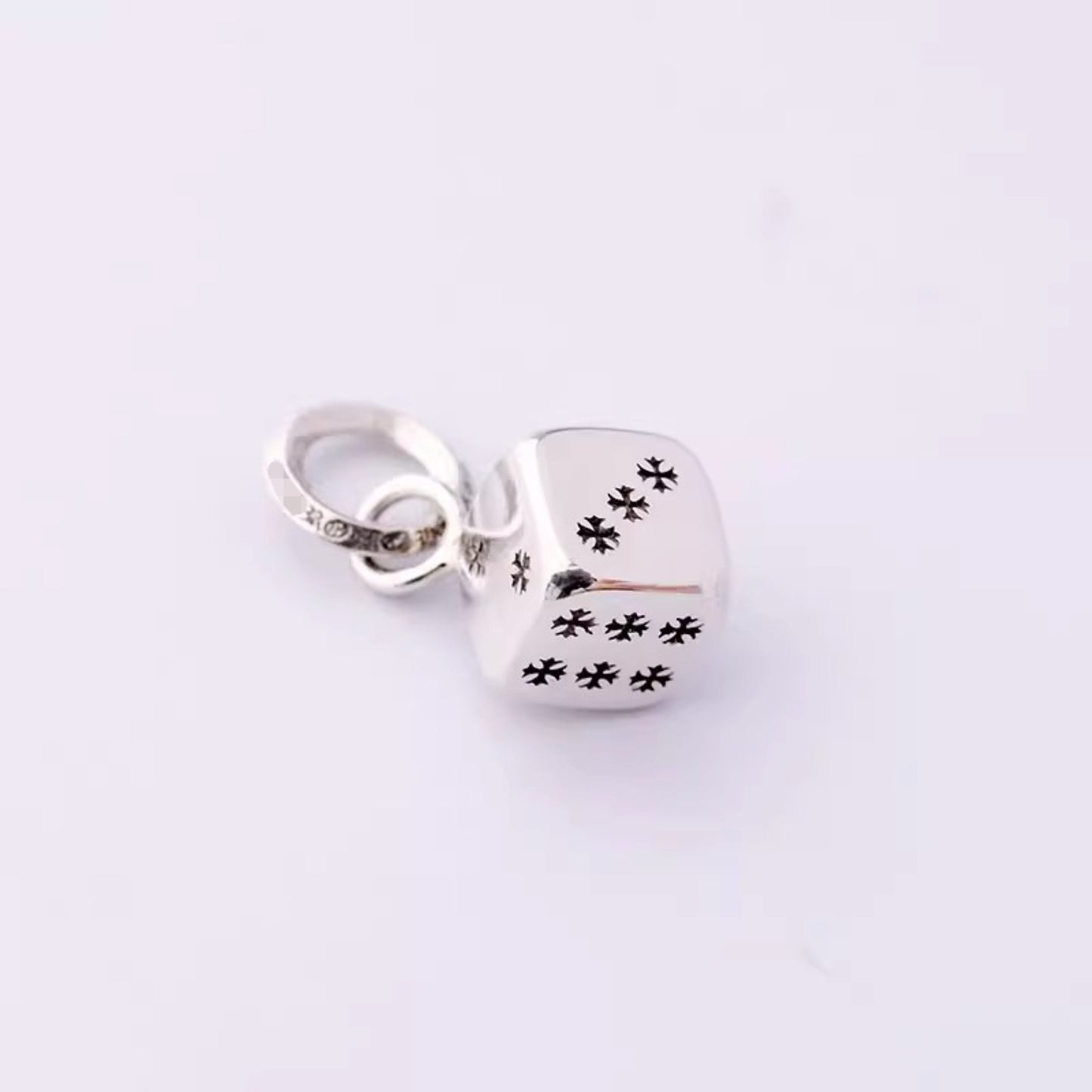 Chrome Hearts Cross Cube Dice Pendant Necklace, 925 Silver Charm Ball Chain Necklace