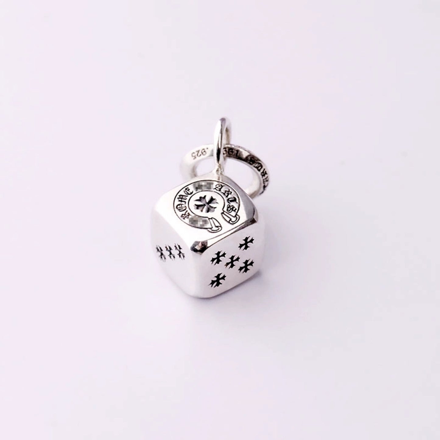 Chrome Hearts Cross Cube Dice Pendant Necklace, 925 Silver Charm Ball Chain Necklace
