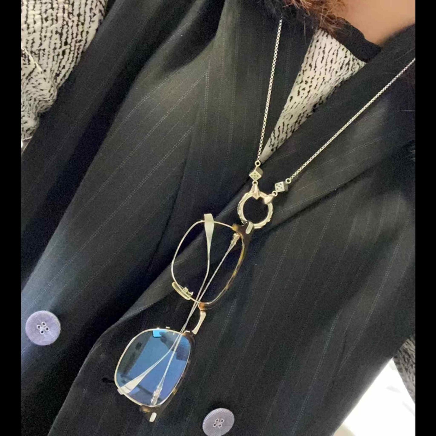 Chrome Hearts Silver Dice Roll Chain Necklace, 925 Silver Punk Statement Necklace with Pendant