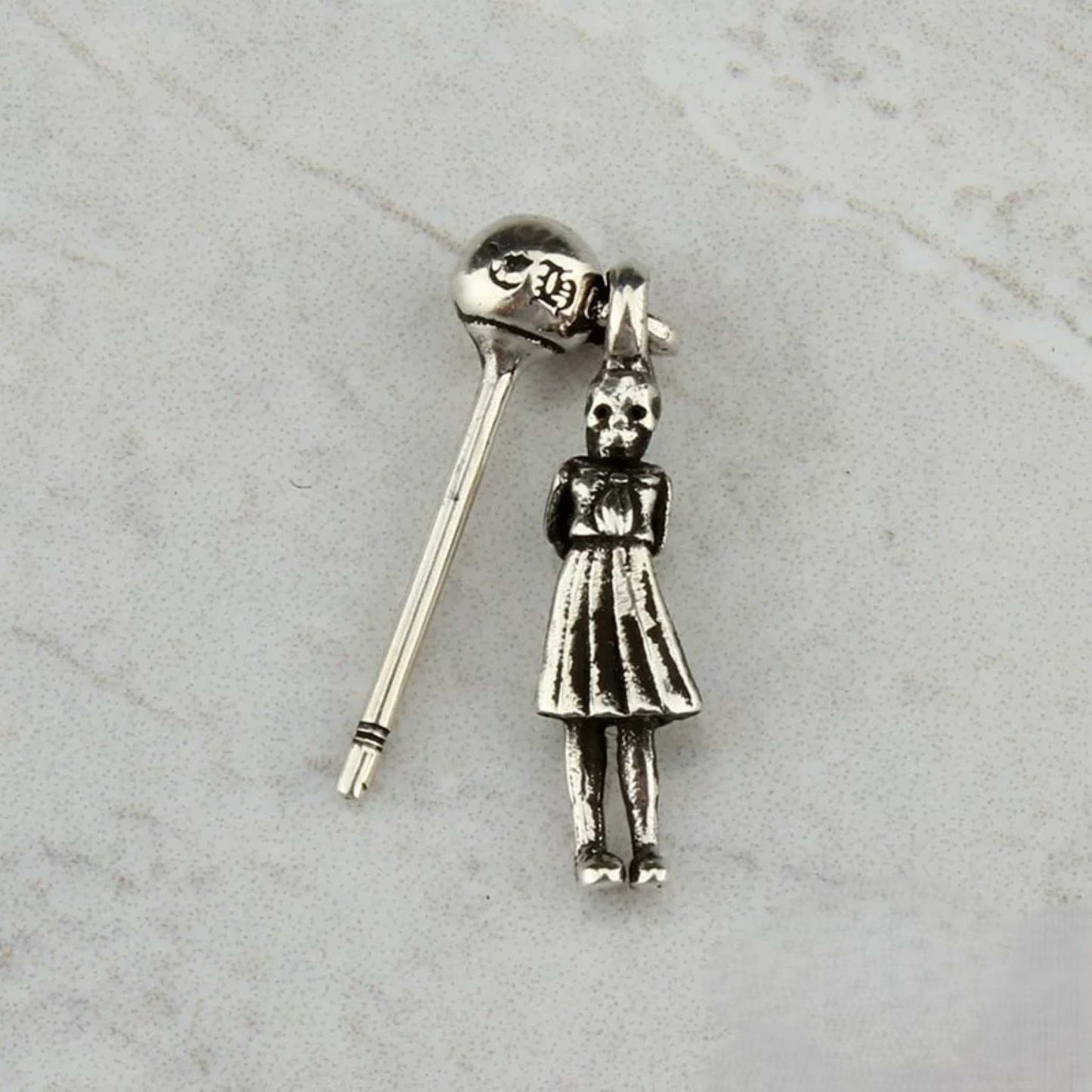 Chrome Hearts Skeleton FOTI Earrings, CH Sterling Silver Punk Statement Dangle Earring