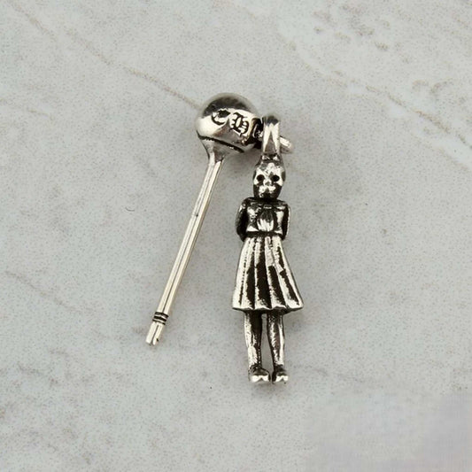 Chrome Hearts Skeleton FOTI Earrings, CH Sterling Silver Punk Statement Dangle Earring