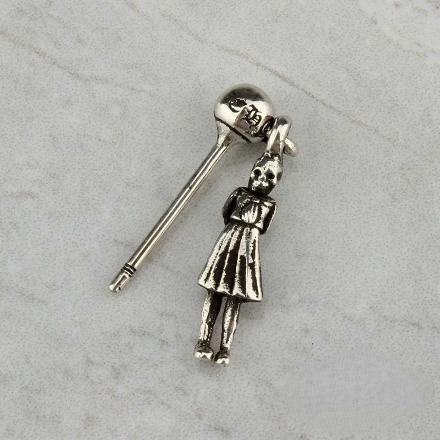 Chrome Hearts Skeleton FOTI Earrings, CH Sterling Silver Punk Statement Dangle Earring