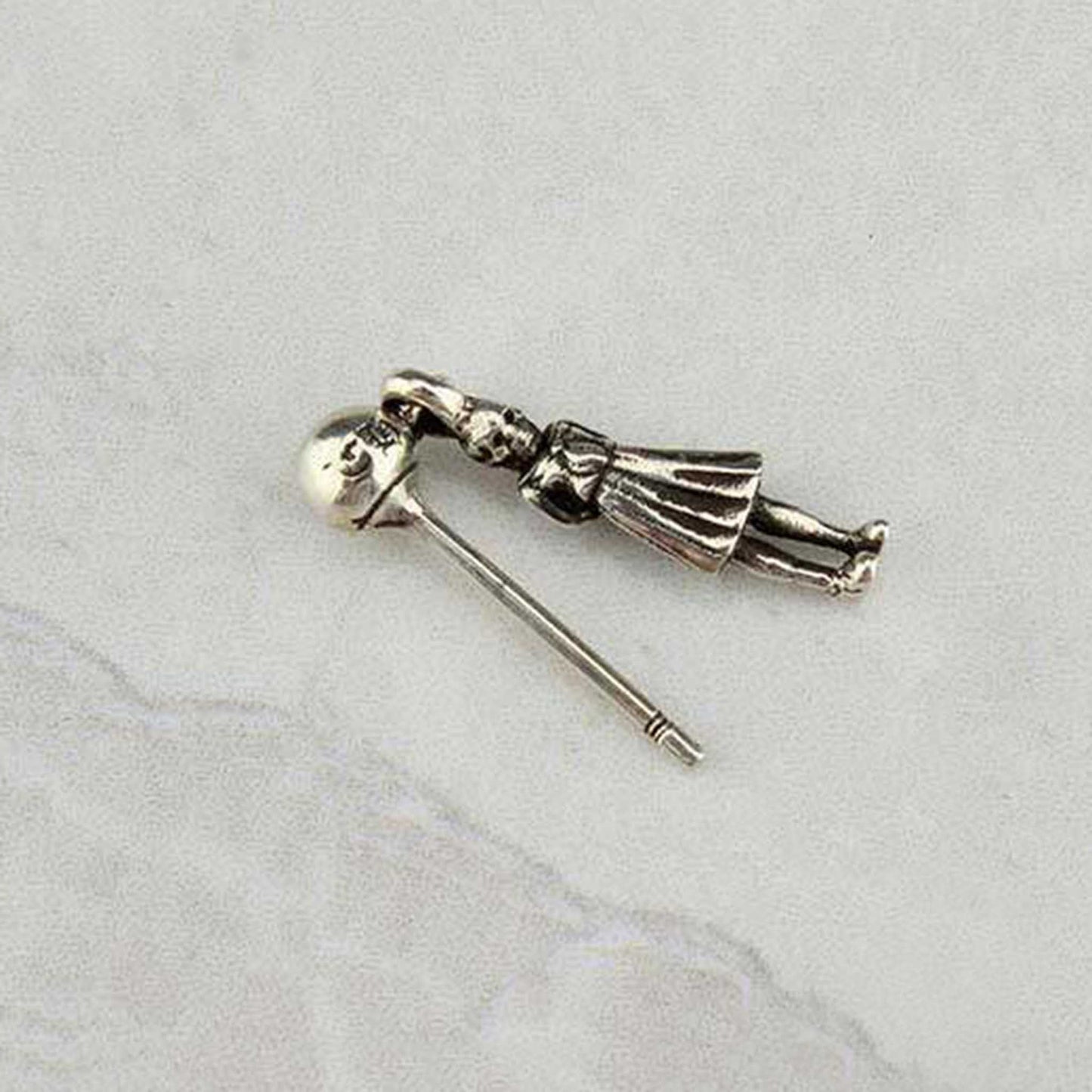 Chrome Hearts Skeleton FOTI Earrings, CH Sterling Silver Punk Statement Dangle Earring