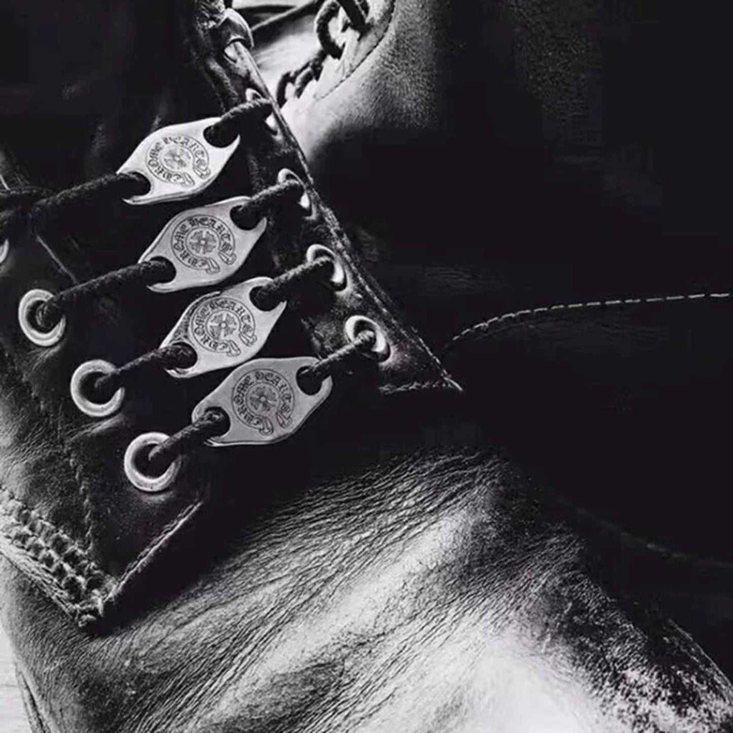 Chrome Hearts Gothic Cross Shoelace Buckle, Punk Statement Sterling Silver Accessory