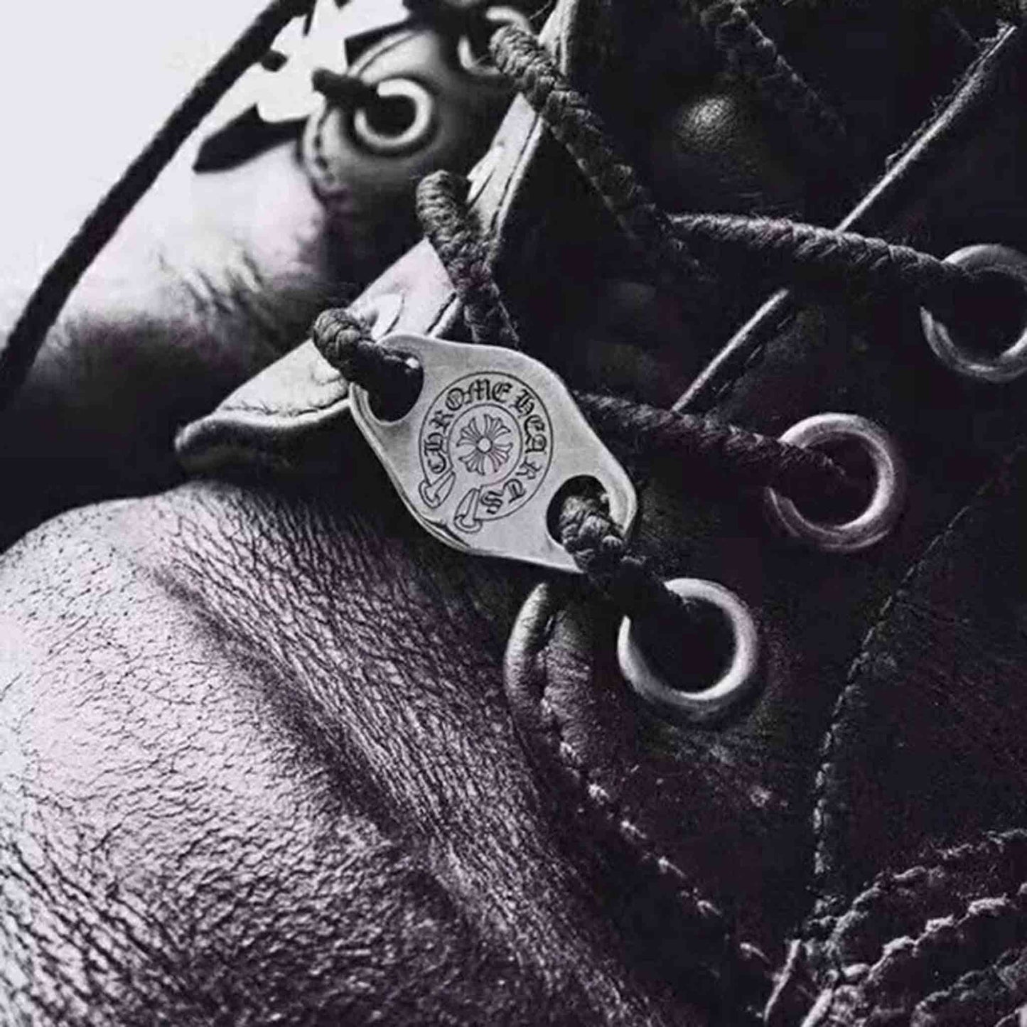 Chrome Hearts Gothic Cross Shoelace Buckle, Punk Statement Sterling Silver Accessory