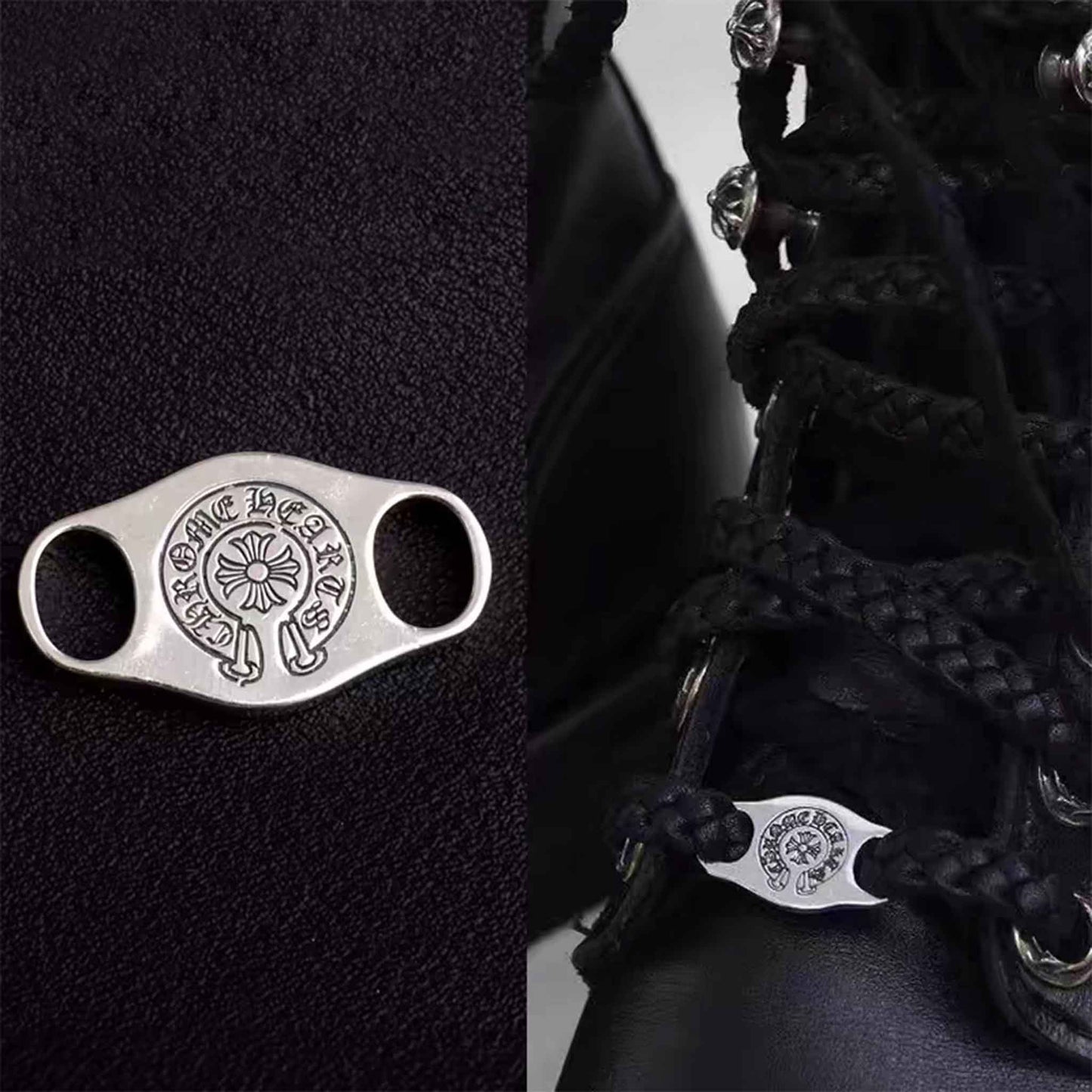 Chrome Hearts Gothic Cross Shoelace Buckle, Punk Statement Sterling Silver Accessory