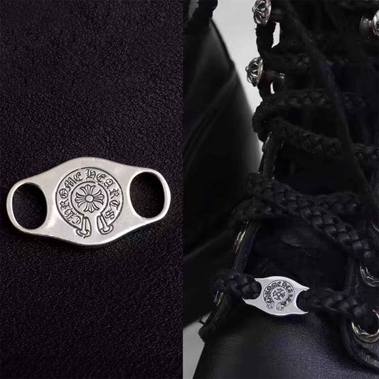 Chrome Hearts Gothic Cross Shoelace Buckle, Punk Statement Sterling Silver Accessory