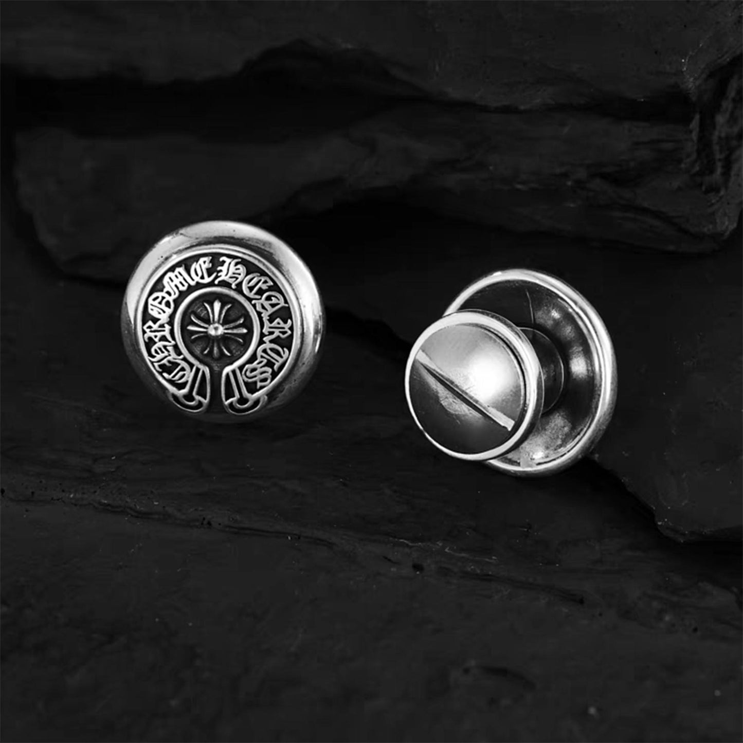 Chrome Hearts Logo Signet Buckle for Leather Goods, Punk Statement Sterling Silver Accessory