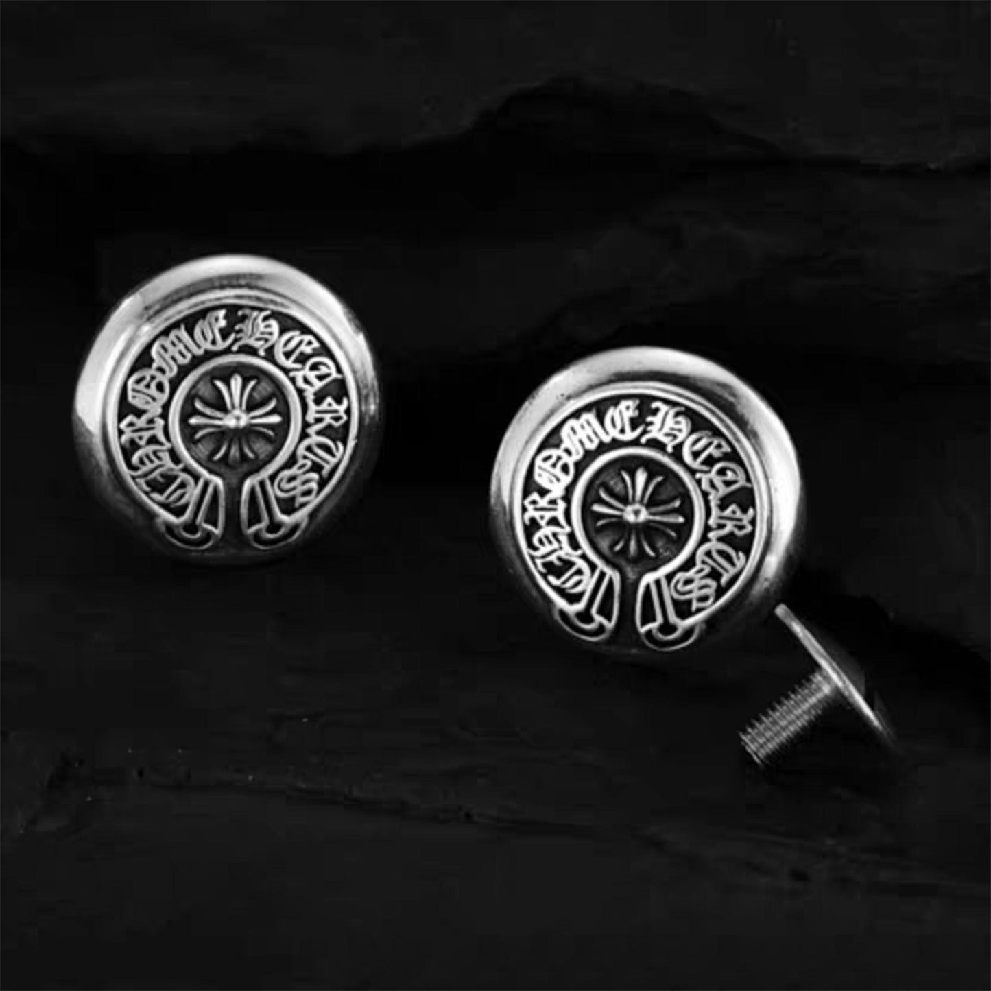 Chrome Hearts Logo Signet Buckle for Leather Goods, Punk Statement Sterling Silver Accessory