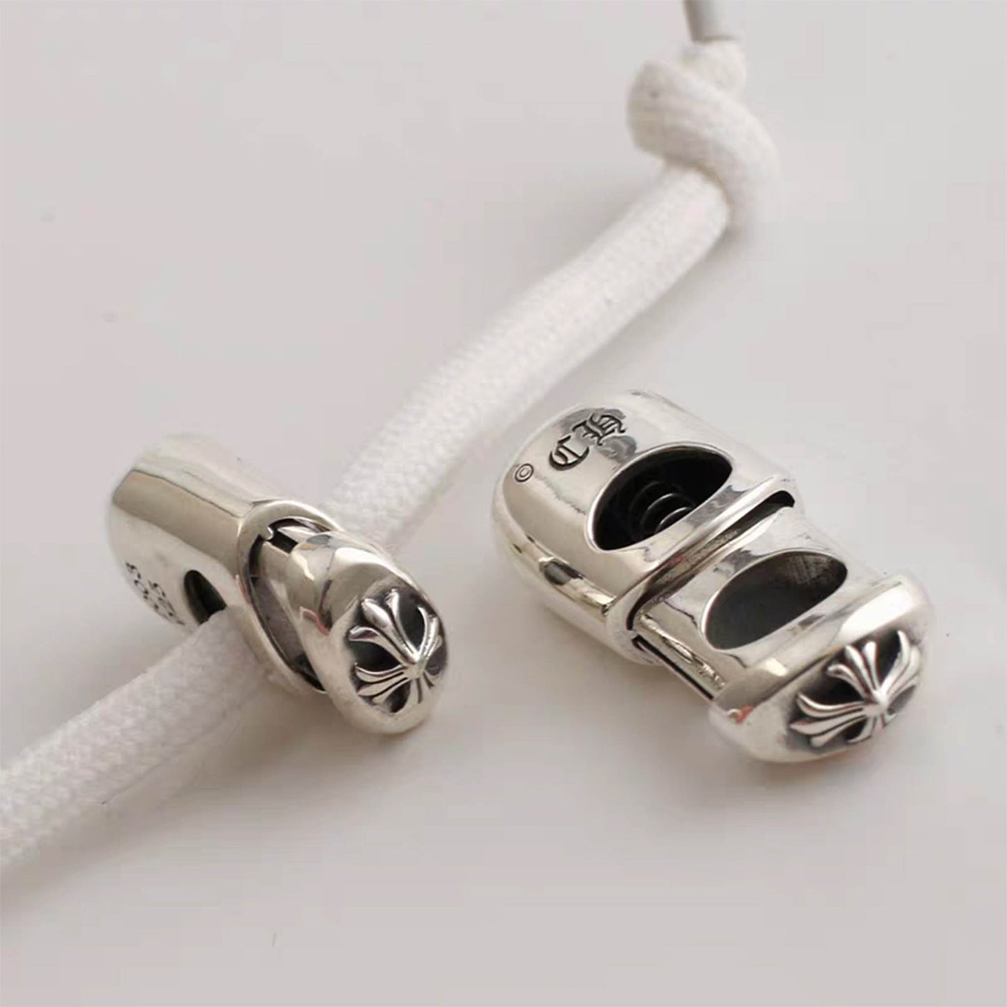 Chrome Hearts Gothic Cross Clothes Rope Buckle, Punk Statement Sterling Silver Accessory