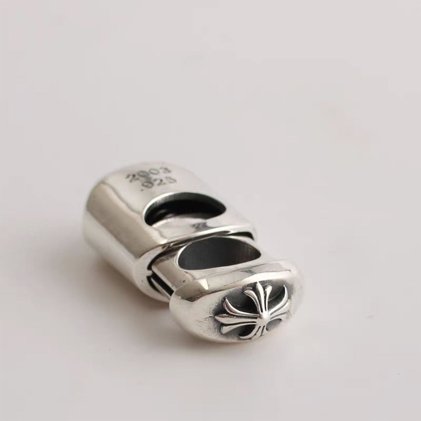 Chrome Hearts Gothic Cross Clothes Rope Buckle, Punk Statement Sterling Silver Accessory