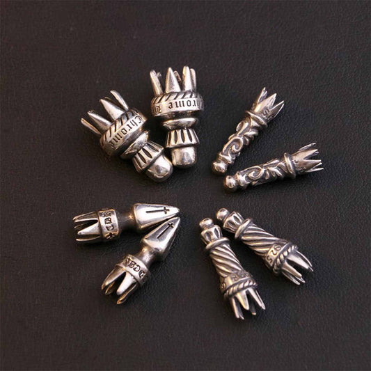 Chrome Hearts Gothic Silver Heads for Leather Rope, Punk Statement Sterling Silver Accessories