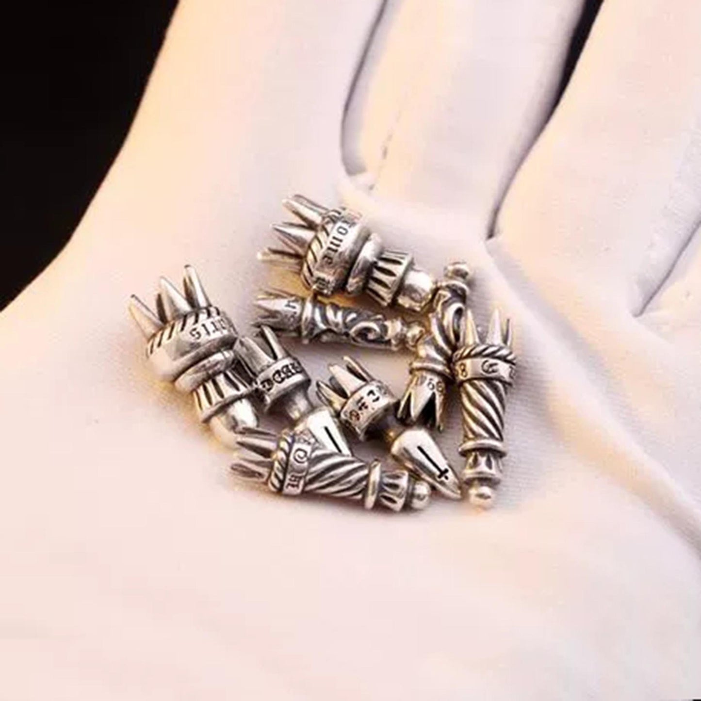 Chrome Hearts Gothic Silver Heads for Leather Rope, Punk Statement Sterling Silver Accessories