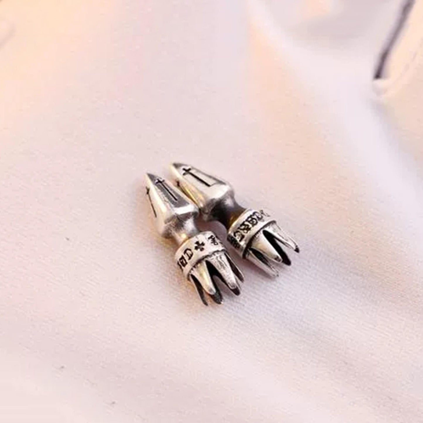 Chrome Hearts Gothic Silver Heads for Leather Rope, Punk Statement Sterling Silver Accessories