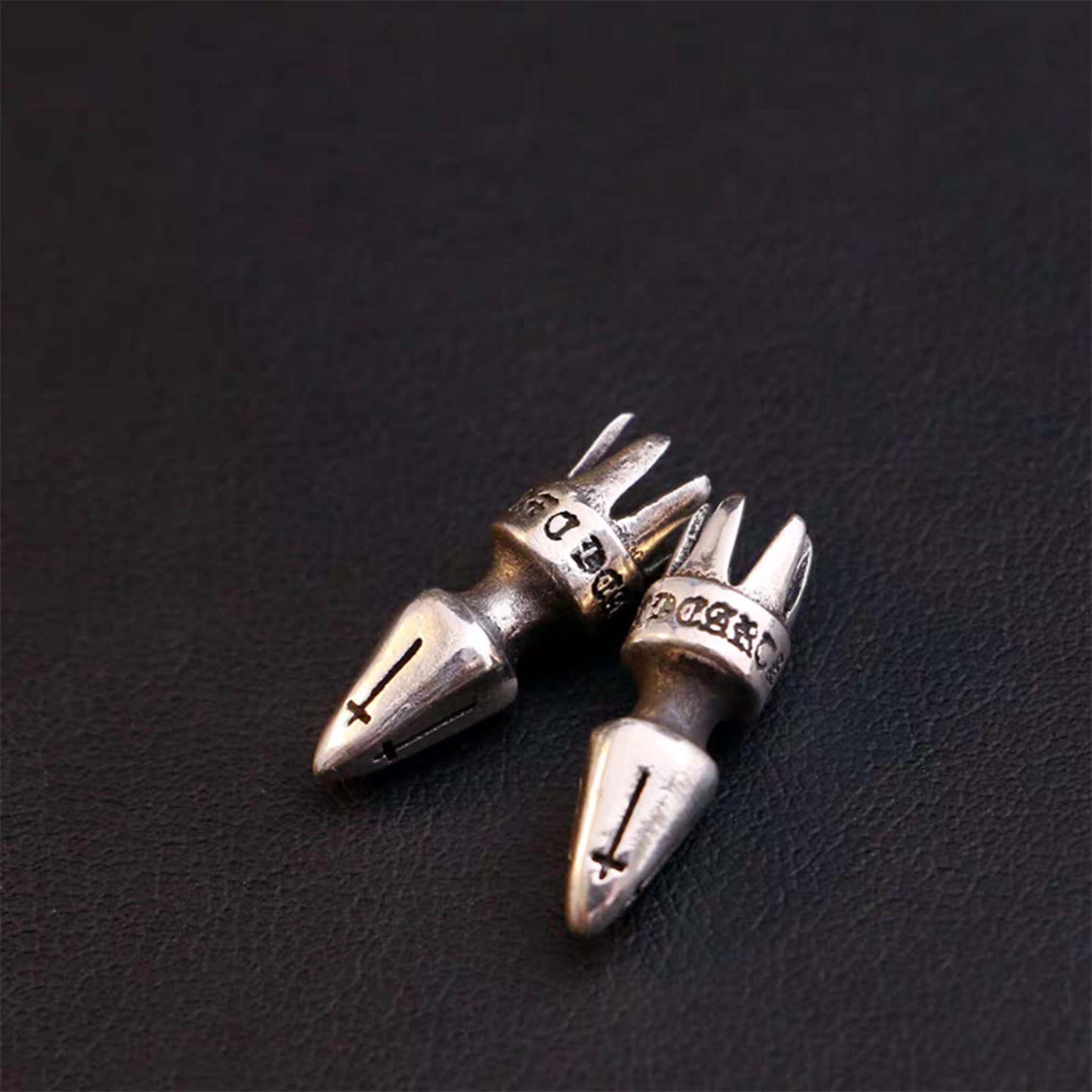 Chrome Hearts Gothic Silver Heads for Leather Rope, Punk Statement Sterling Silver Accessories