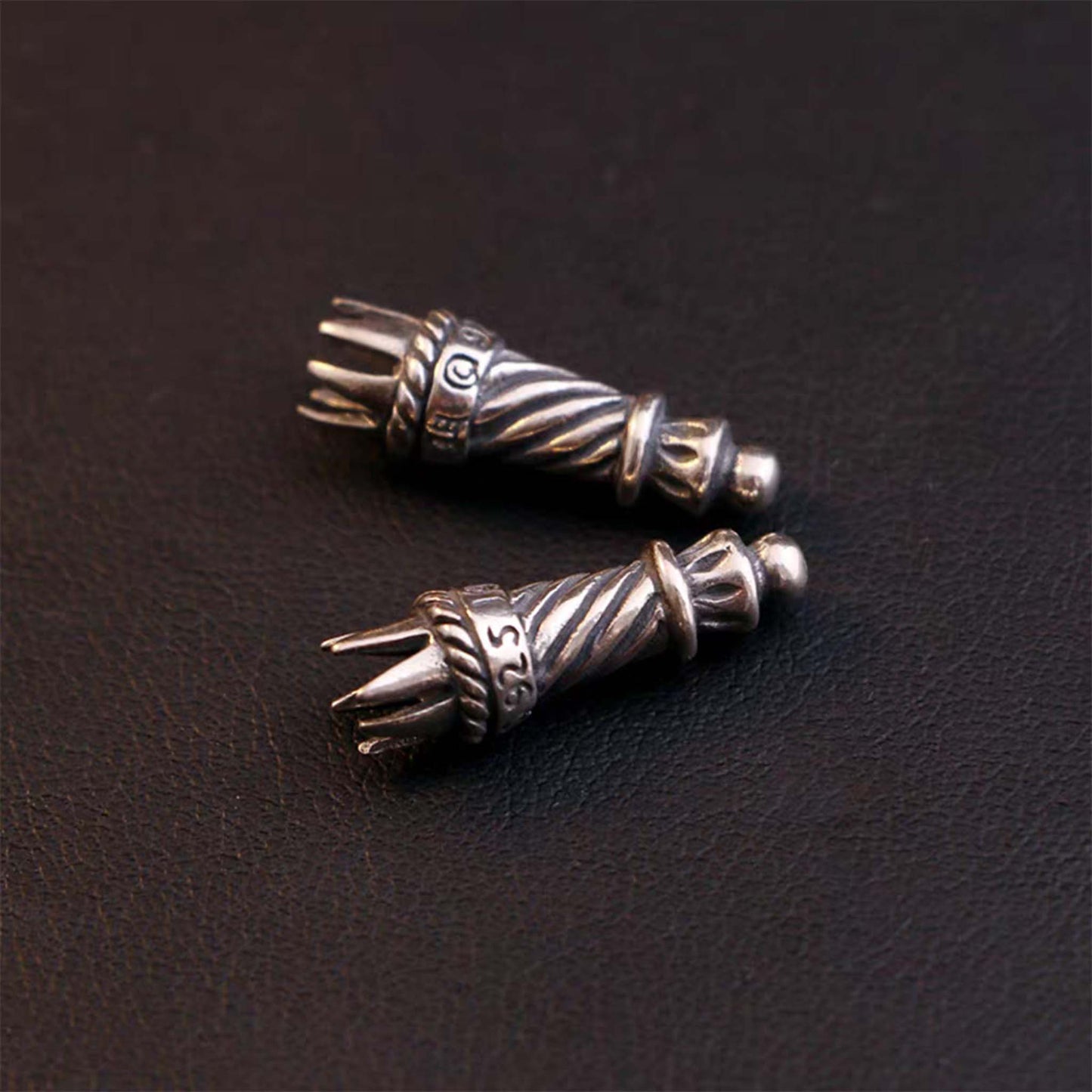 Chrome Hearts Gothic Silver Heads for Leather Rope, Punk Statement Sterling Silver Accessories