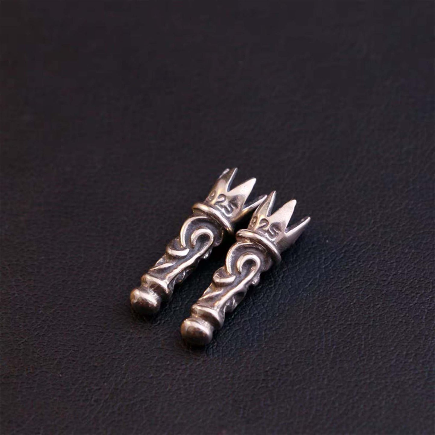 Chrome Hearts Gothic Silver Heads for Leather Rope, Punk Statement Sterling Silver Accessories