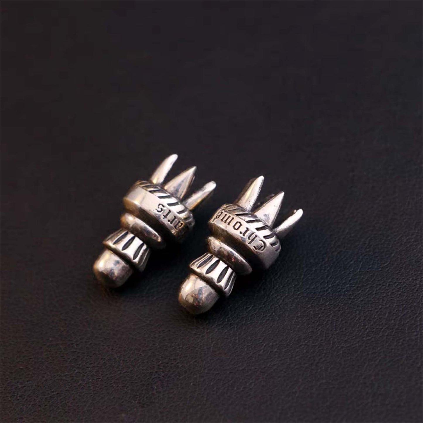 Chrome Hearts Gothic Silver Heads for Leather Rope, Punk Statement Sterling Silver Accessories