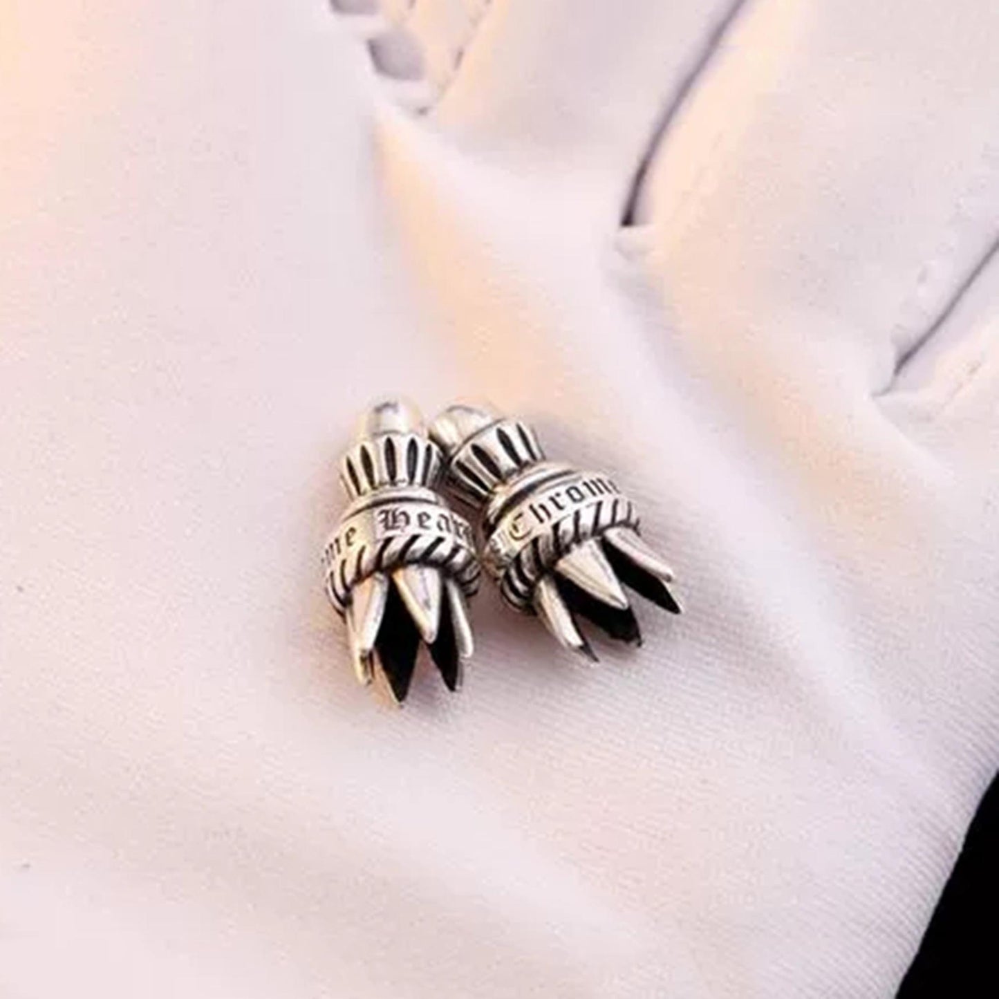 Chrome Hearts Gothic Silver Heads for Leather Rope, Punk Statement Sterling Silver Accessories