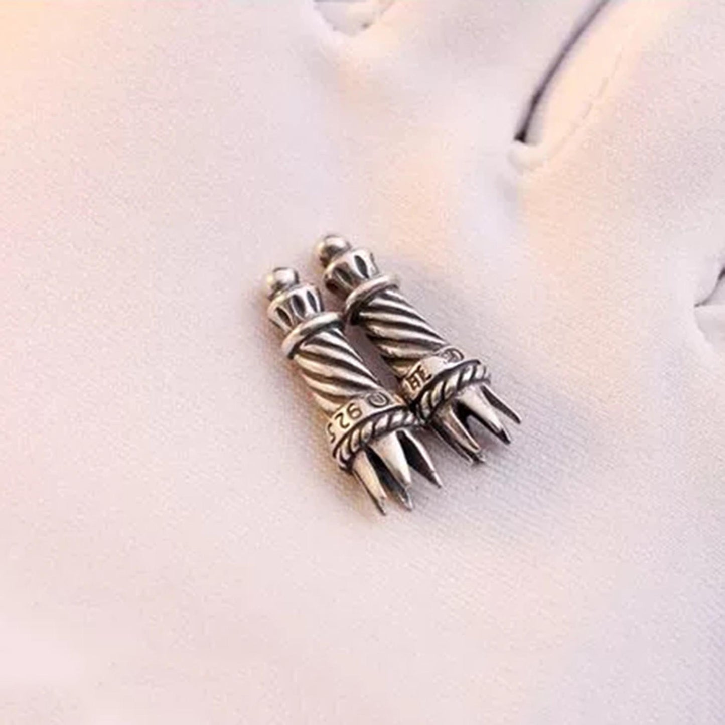 Chrome Hearts Gothic Silver Heads for Leather Rope, Punk Statement Sterling Silver Accessories