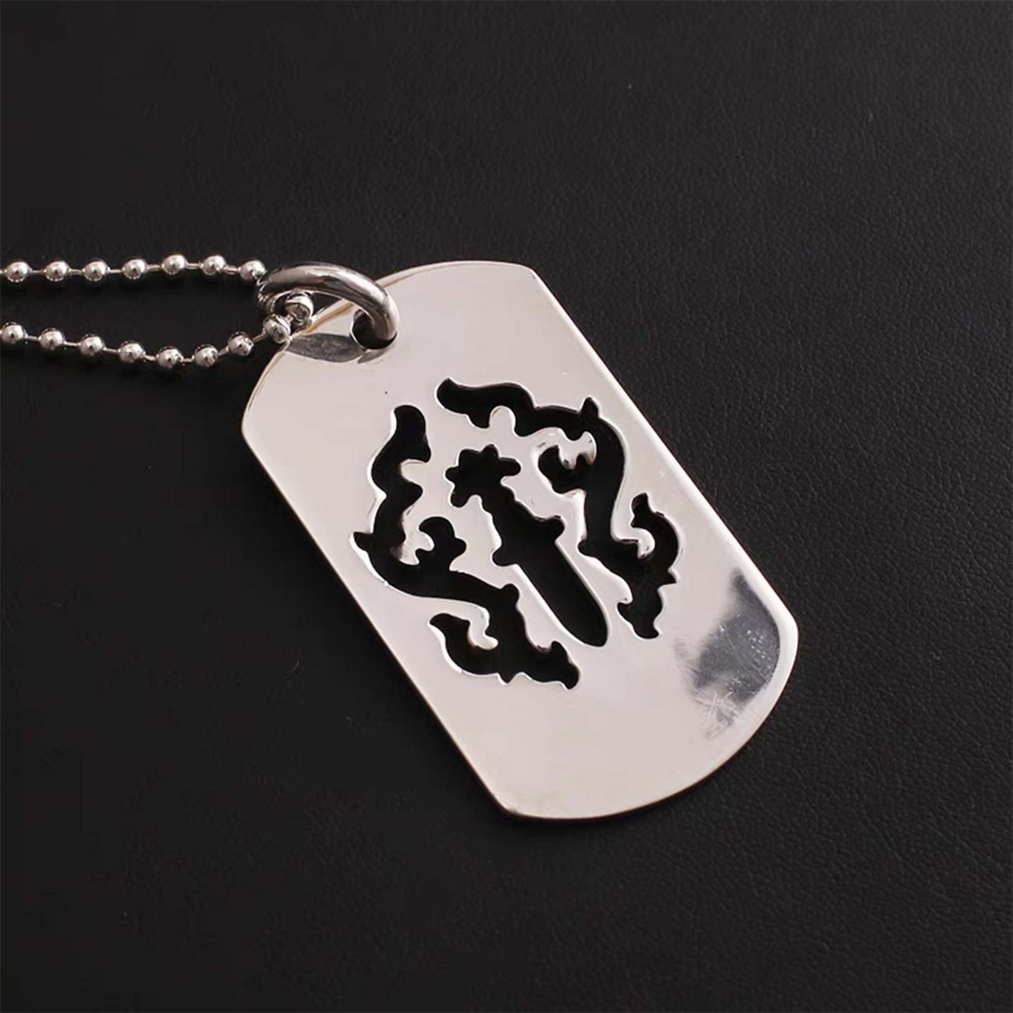 Chrome Hearts Hollow Dagger Dog Tag Necklace Pendant, Sterling Silver Charm Ball Chain Necklace