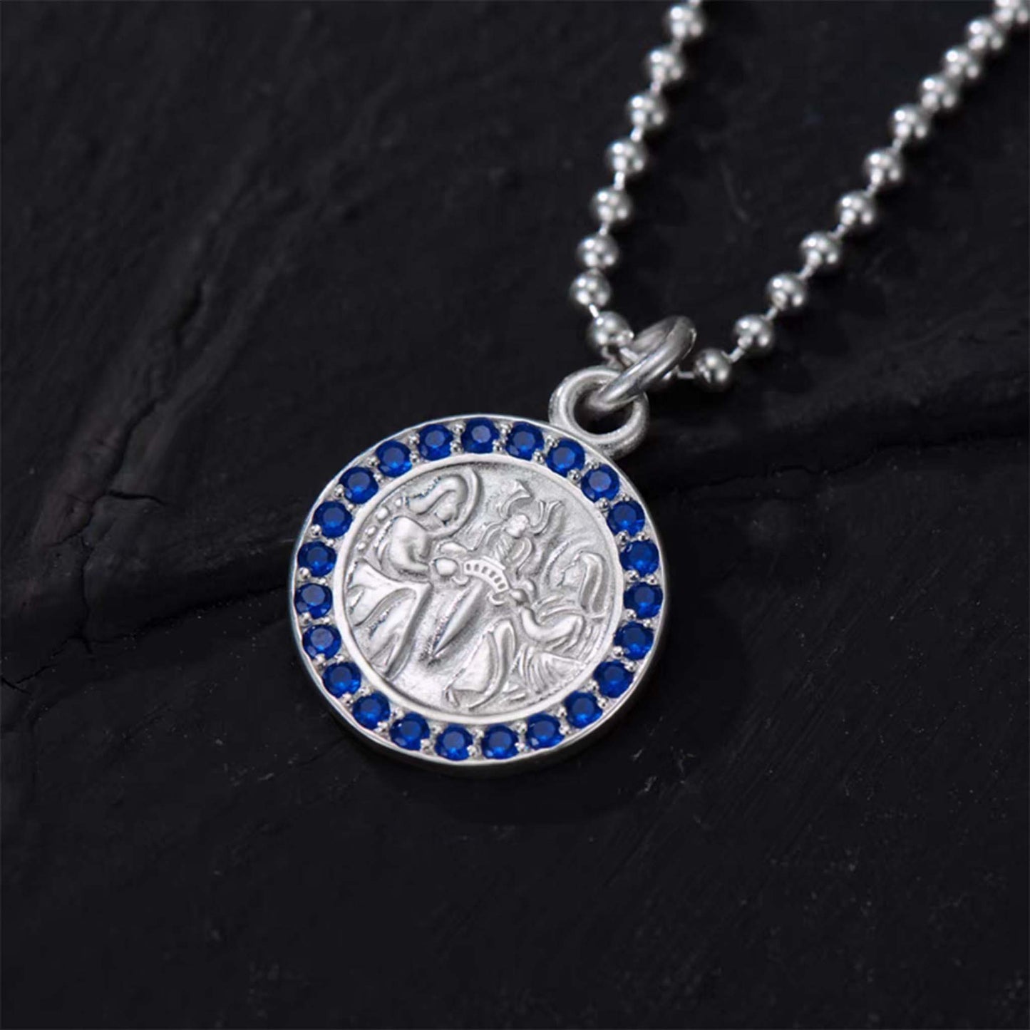 Chrome Hearts Gem-encrusted Pendant Necklace, Gothic Dagger & Cross Charm Ball Chain Necklace