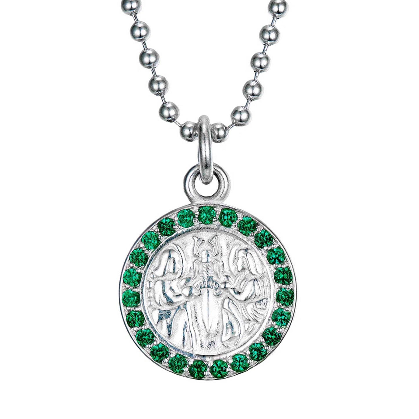 Chrome Hearts Gem-encrusted Pendant Necklace, Gothic Dagger & Cross Charm Ball Chain Necklace