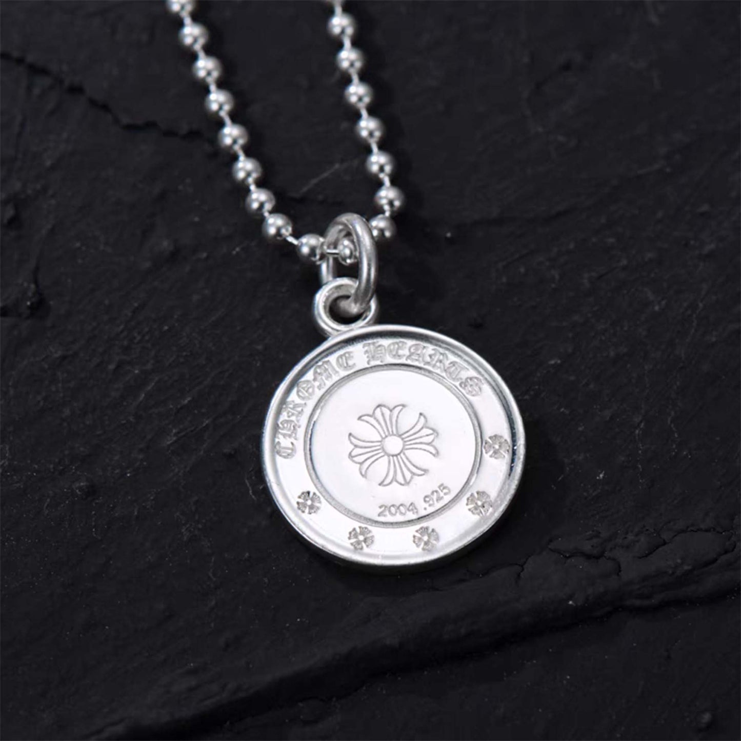 Chrome Hearts Gem-encrusted Pendant Necklace, Gothic Dagger & Cross Charm Ball Chain Necklace