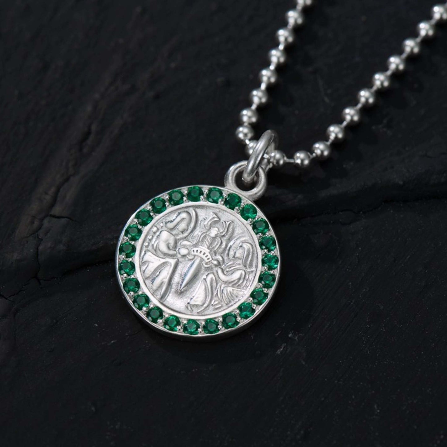 Chrome Hearts Gem-encrusted Pendant Necklace, Gothic Dagger & Cross Charm Ball Chain Necklace