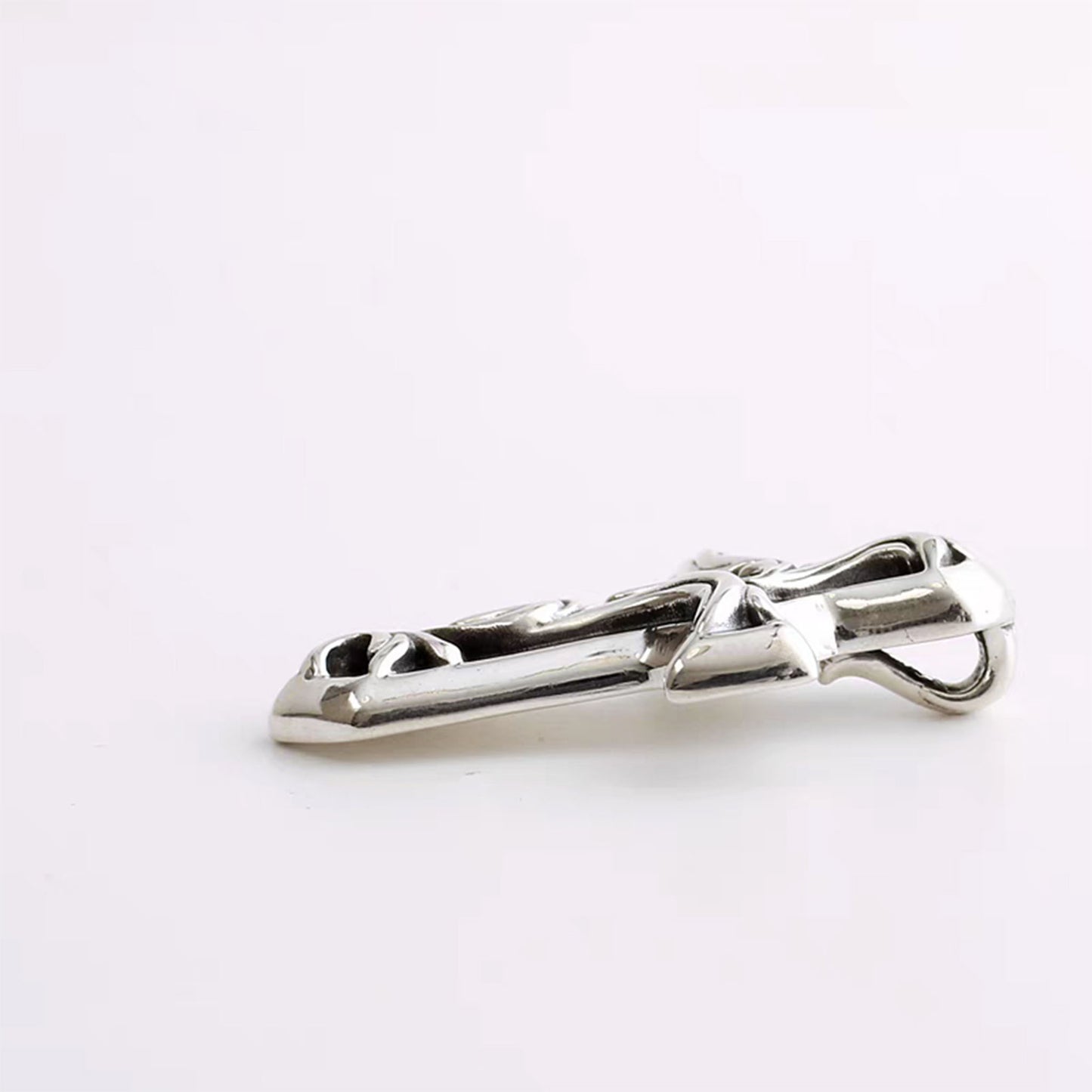 Chrome Hearts Sterling Silver Sword Vine Cross Pendant Necklace, Statement Gothic Dagger Charm