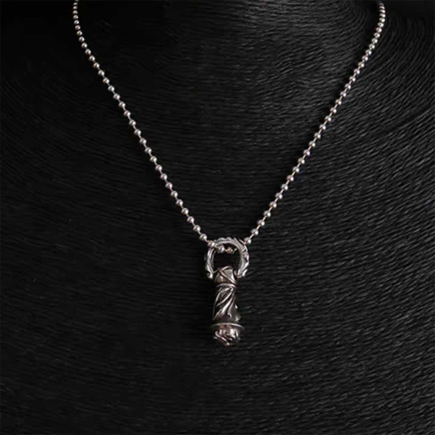 Chrome Hearts Vine Cylinder Pendant, Sterling Silver Statement Gothic Charm for Necklace