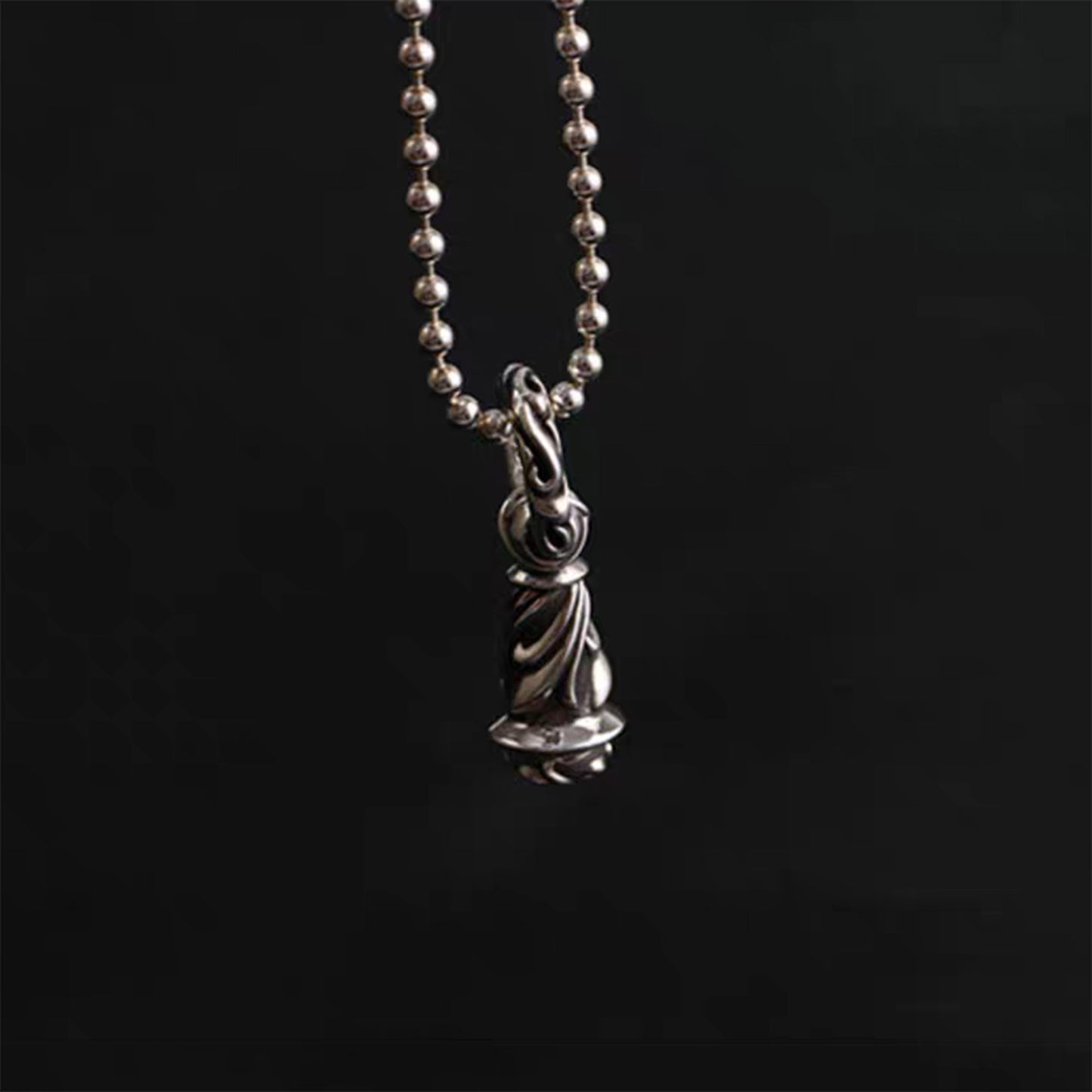 Chrome Hearts Vine Cylinder Pendant, Sterling Silver Statement Gothic Charm for Necklace