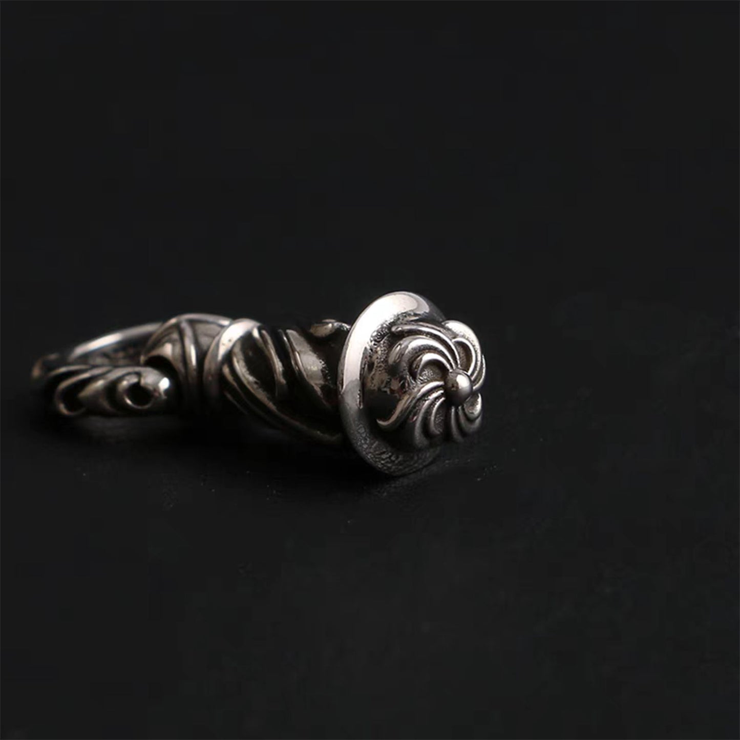 Chrome Hearts Vine Cylinder Pendant, Sterling Silver Statement Gothic Charm for Necklace