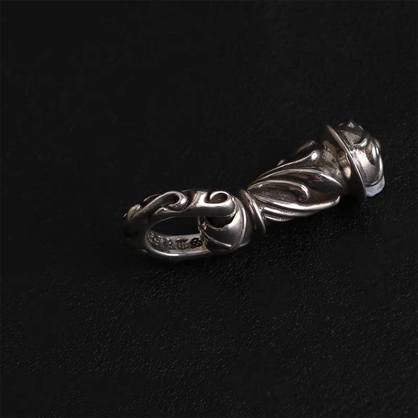 Chrome Hearts Vine Cylinder Pendant, Sterling Silver Statement Gothic Charm for Necklace