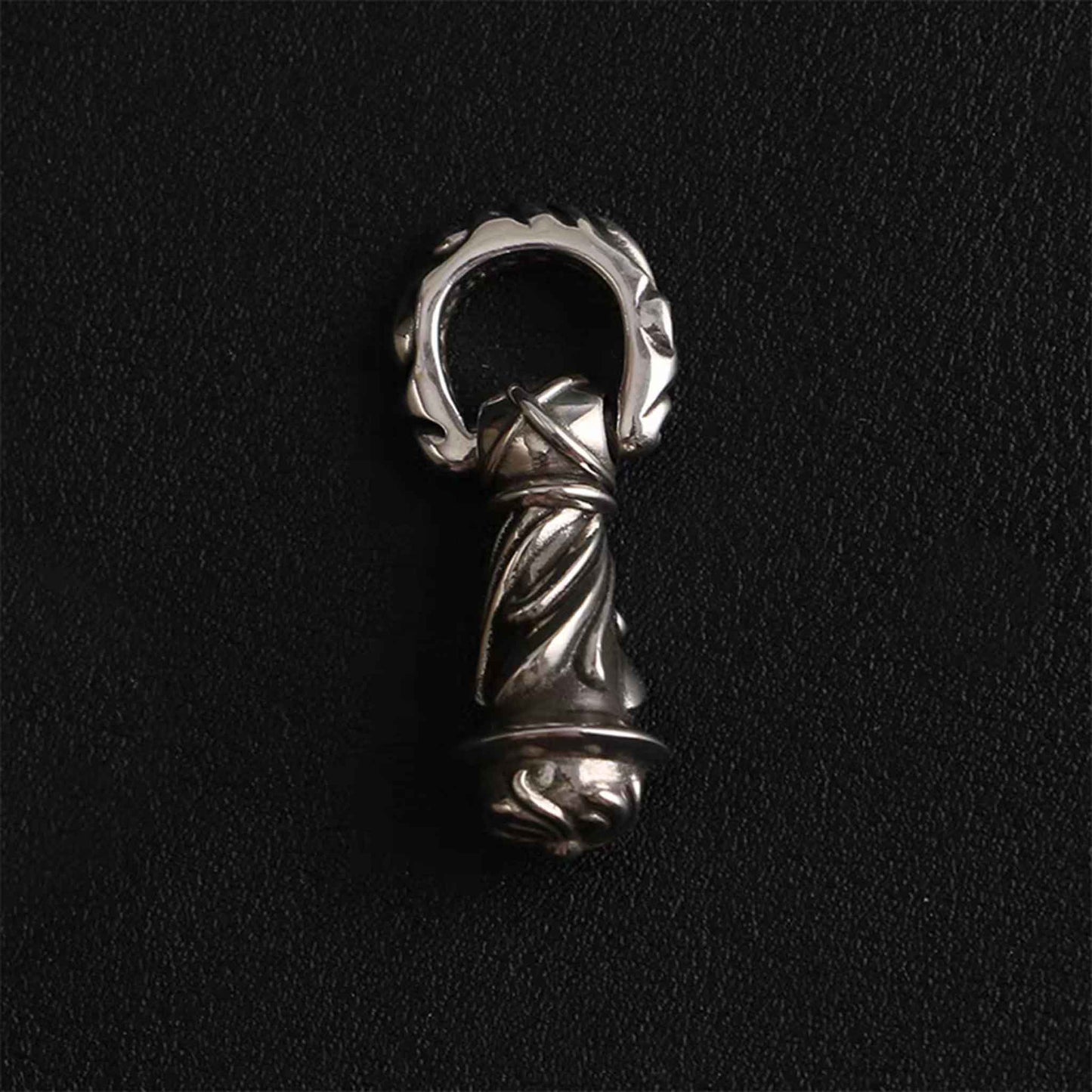 Chrome Hearts Vine Cylinder Pendant, Sterling Silver Statement Gothic Charm for Necklace