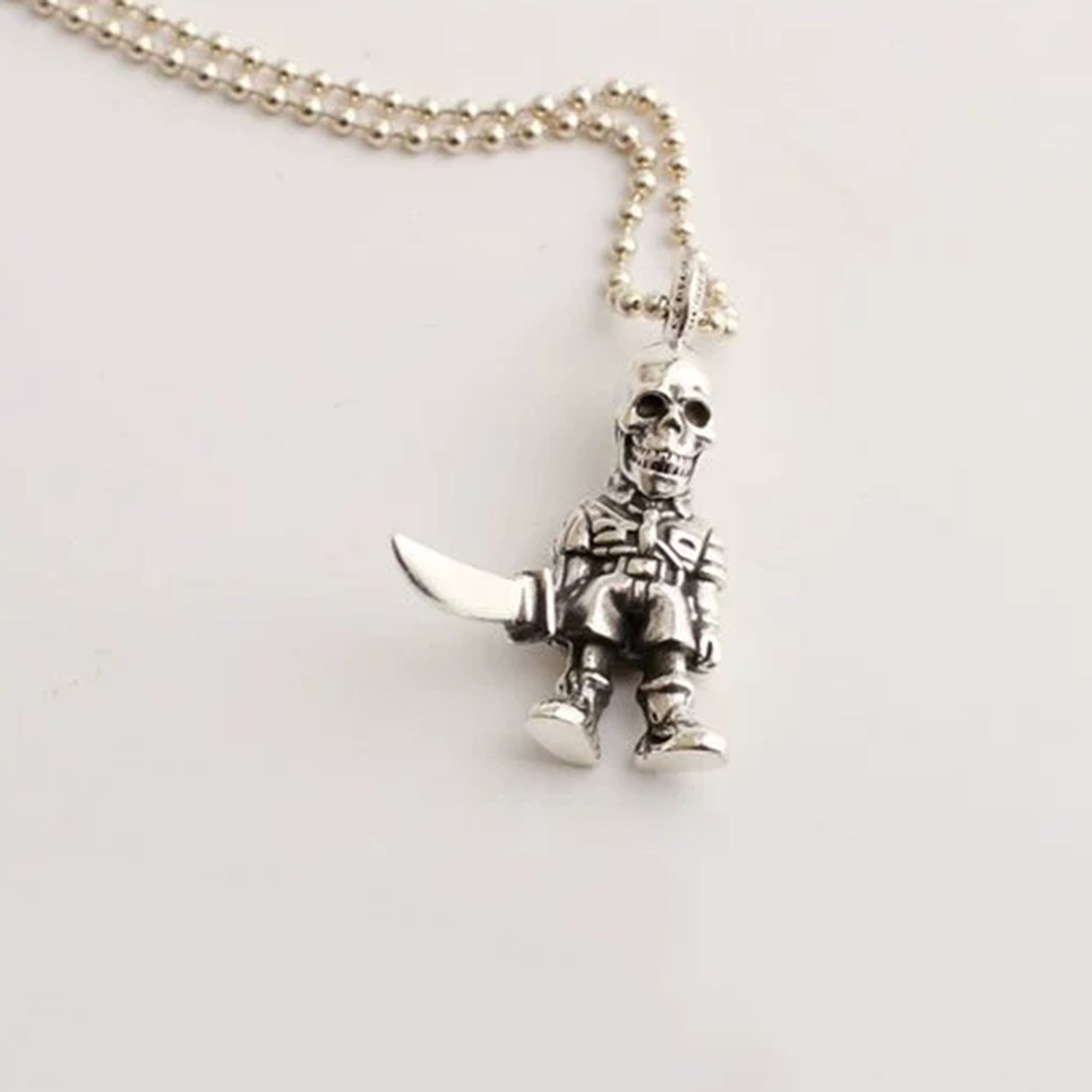 Chrome Hearts FOTI Skeleton Soldiers Pendant, Sterling Silver Statement Gothic Charm for Necklaces