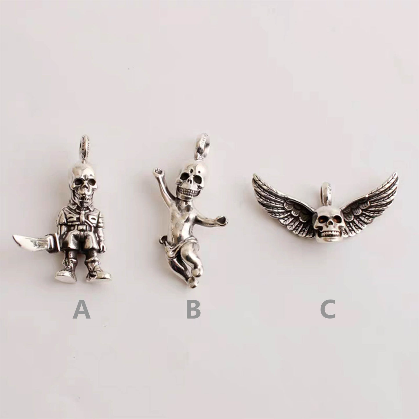 Chrome Hearts FOTI Skeleton Soldiers Pendant, Sterling Silver Statement Gothic Charm for Necklaces