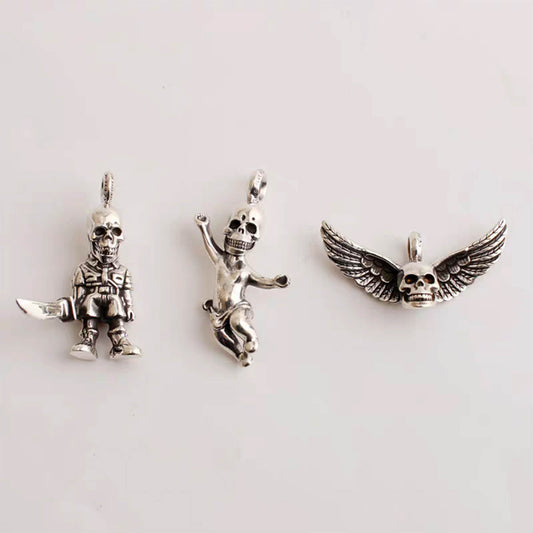Chrome Hearts FOTI Skeleton Soldiers Pendant, Sterling Silver Statement Gothic Charm for Necklaces