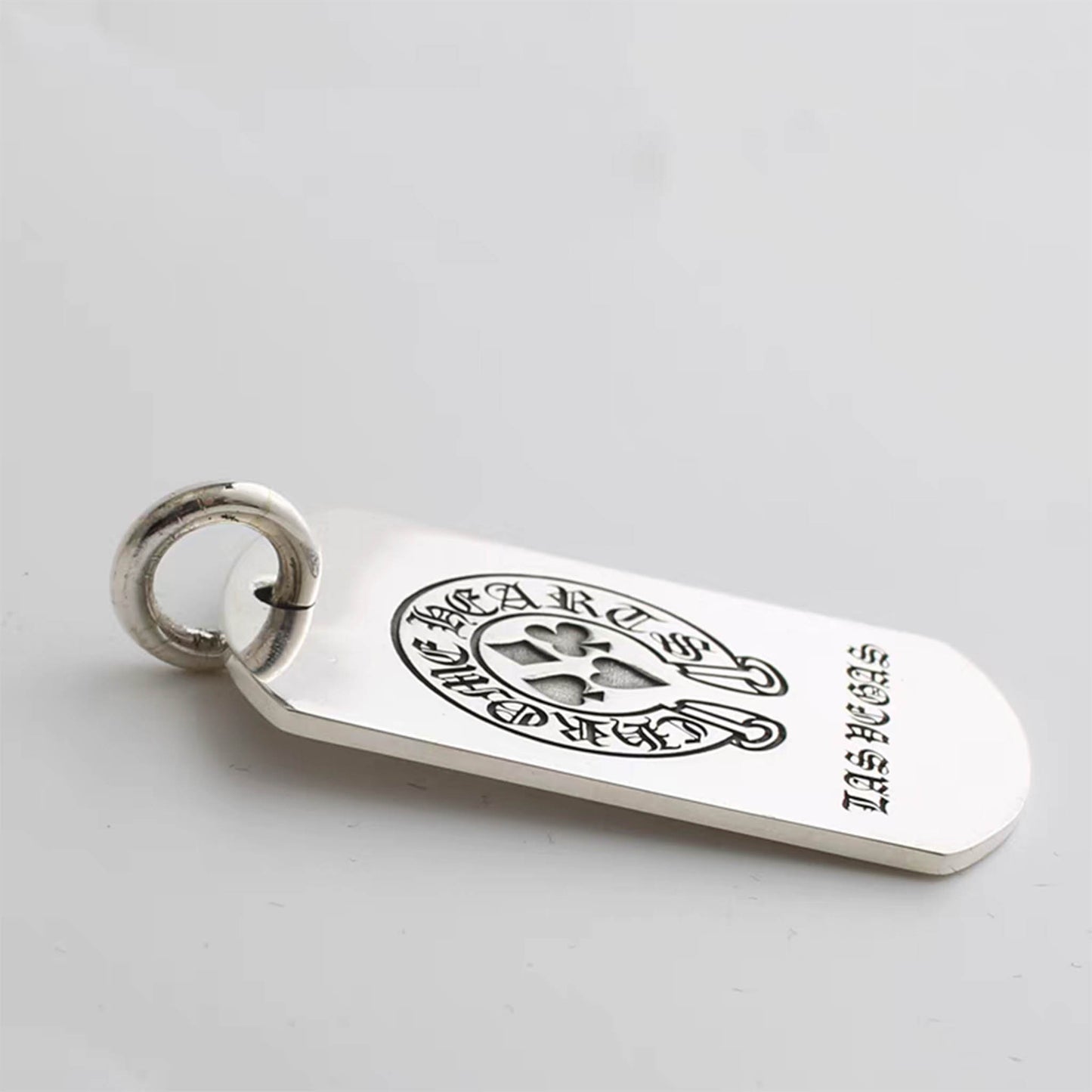 Chrome Hearts Poker & F*CK YOU Military Dog Tag Necklace Pendant, Sterling Silver Charm Ball Chain Necklace