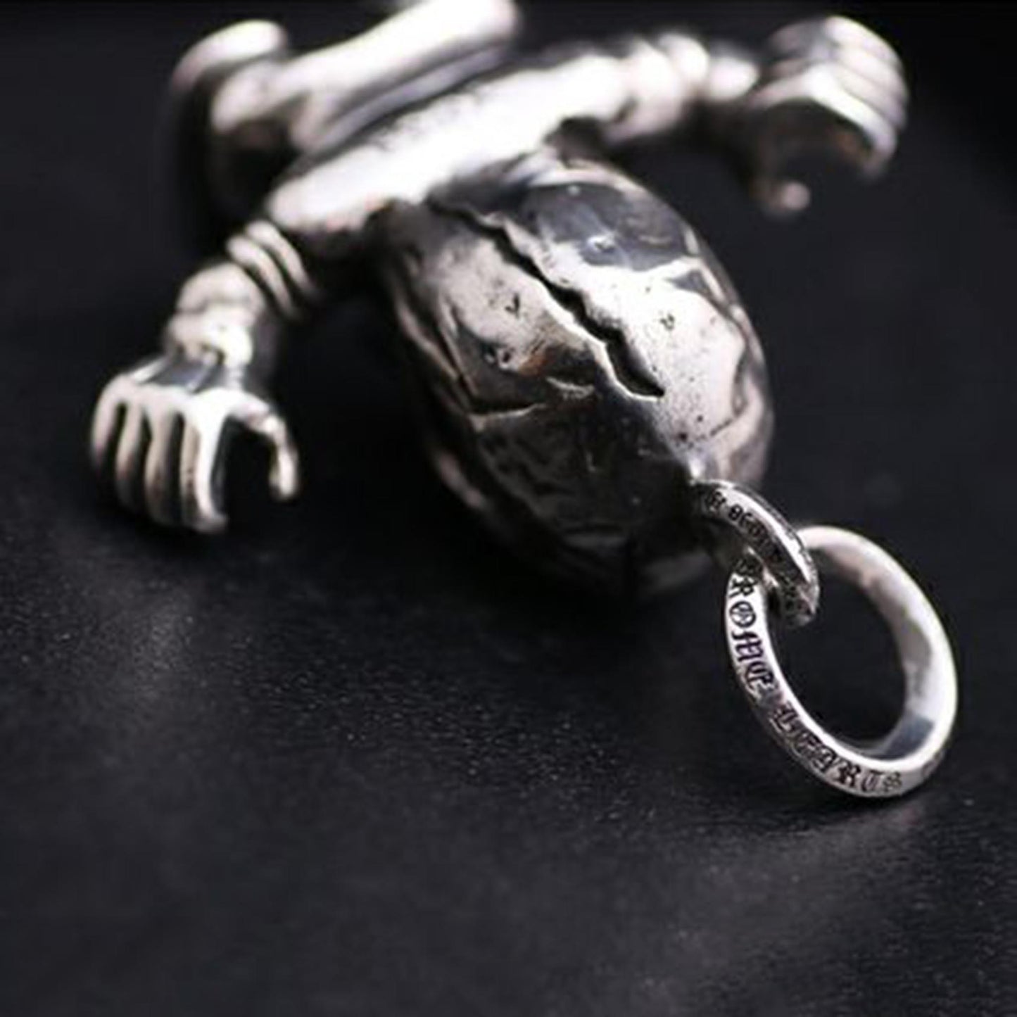 Chrome Hearts Foti Harris Teeter Necklace Pendant, Sterling Silver Skull Charm, Punk Statement Silver Jewelry