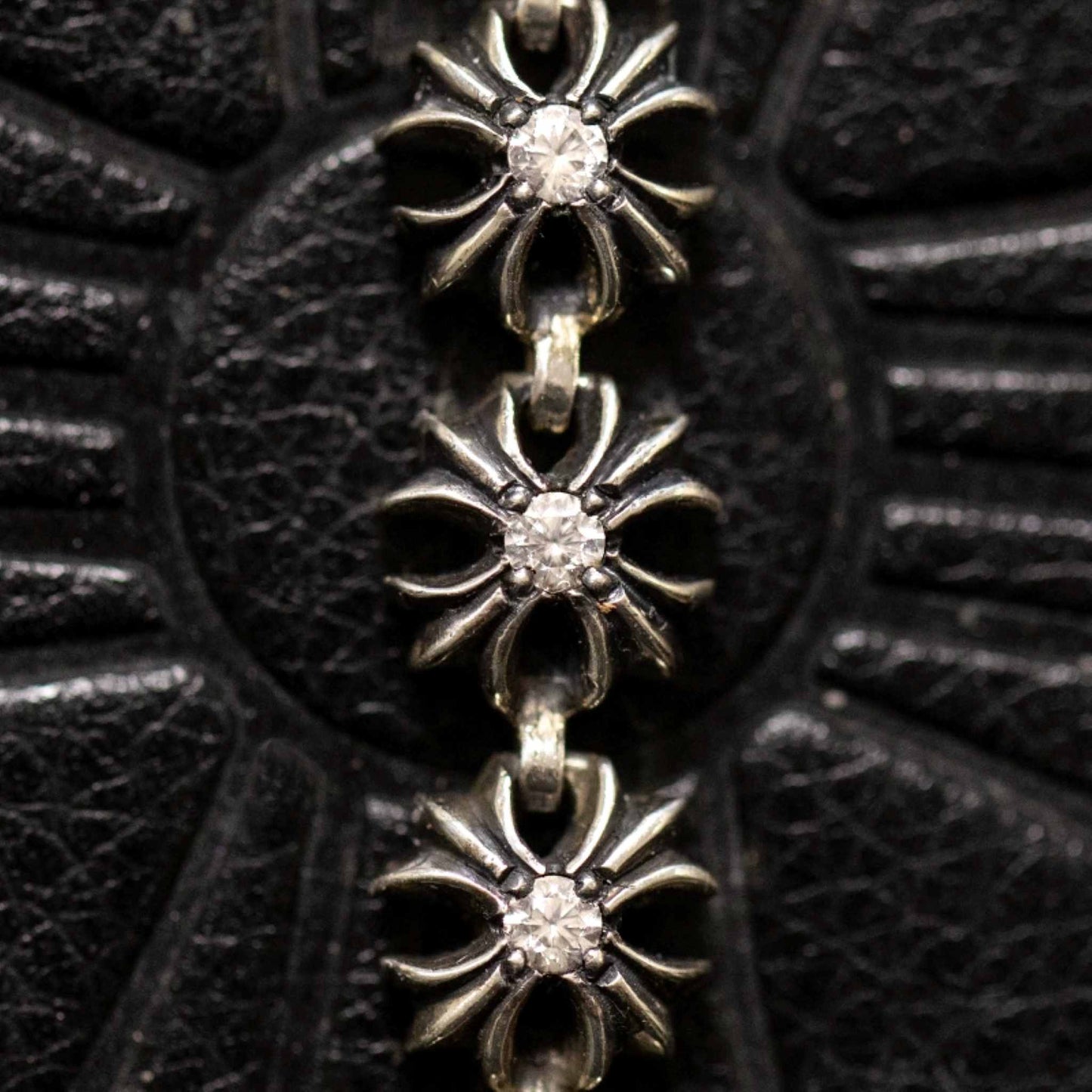 Chrome Hearts Style Tiny Plus Bracelet with Gems, Sterling Silver Punk Statement Bracelets, Gothic Cross Bracelet for Couples