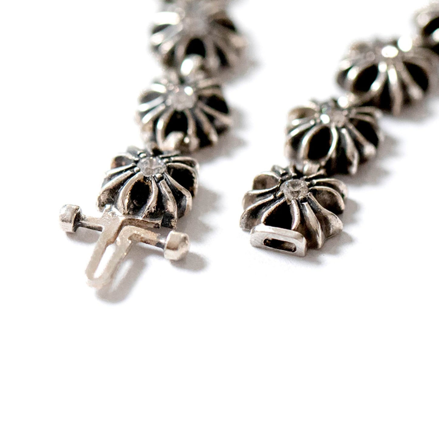 Chrome Hearts Style Tiny Plus Bracelet with Gems, Sterling Silver Punk Statement Bracelets, Gothic Cross Bracelet for Couples