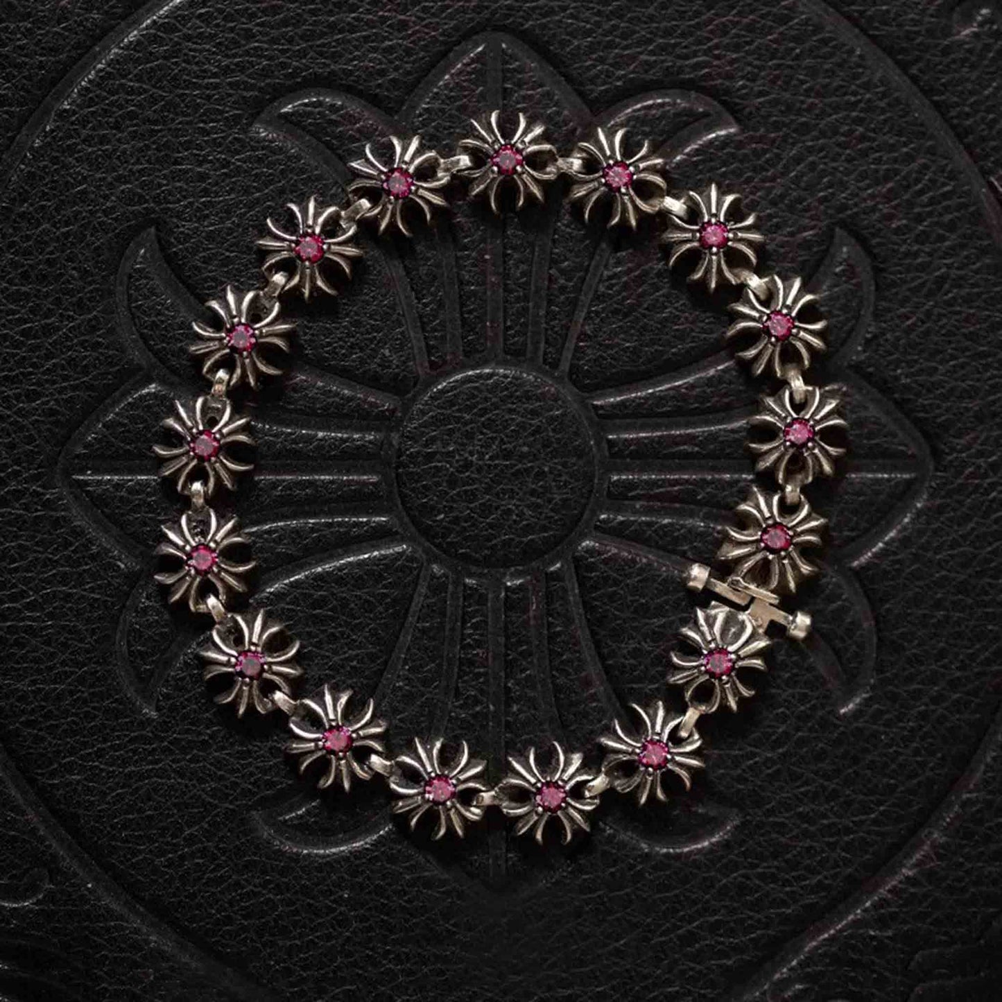 Chrome Hearts Style Tiny Plus Bracelet with Gems, Sterling Silver Punk Statement Bracelets, Gothic Cross Bracelet for Couples