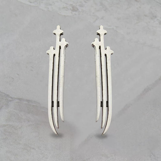 Chrome Hearts Gothic Multi-Daggers Earring, Sterling Silver Punk Statement Stud Earrings
