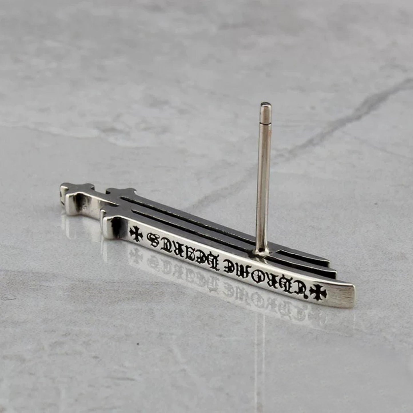 Chrome Hearts Gothic Multi-Daggers Earring, Sterling Silver Punk Statement Stud Earrings