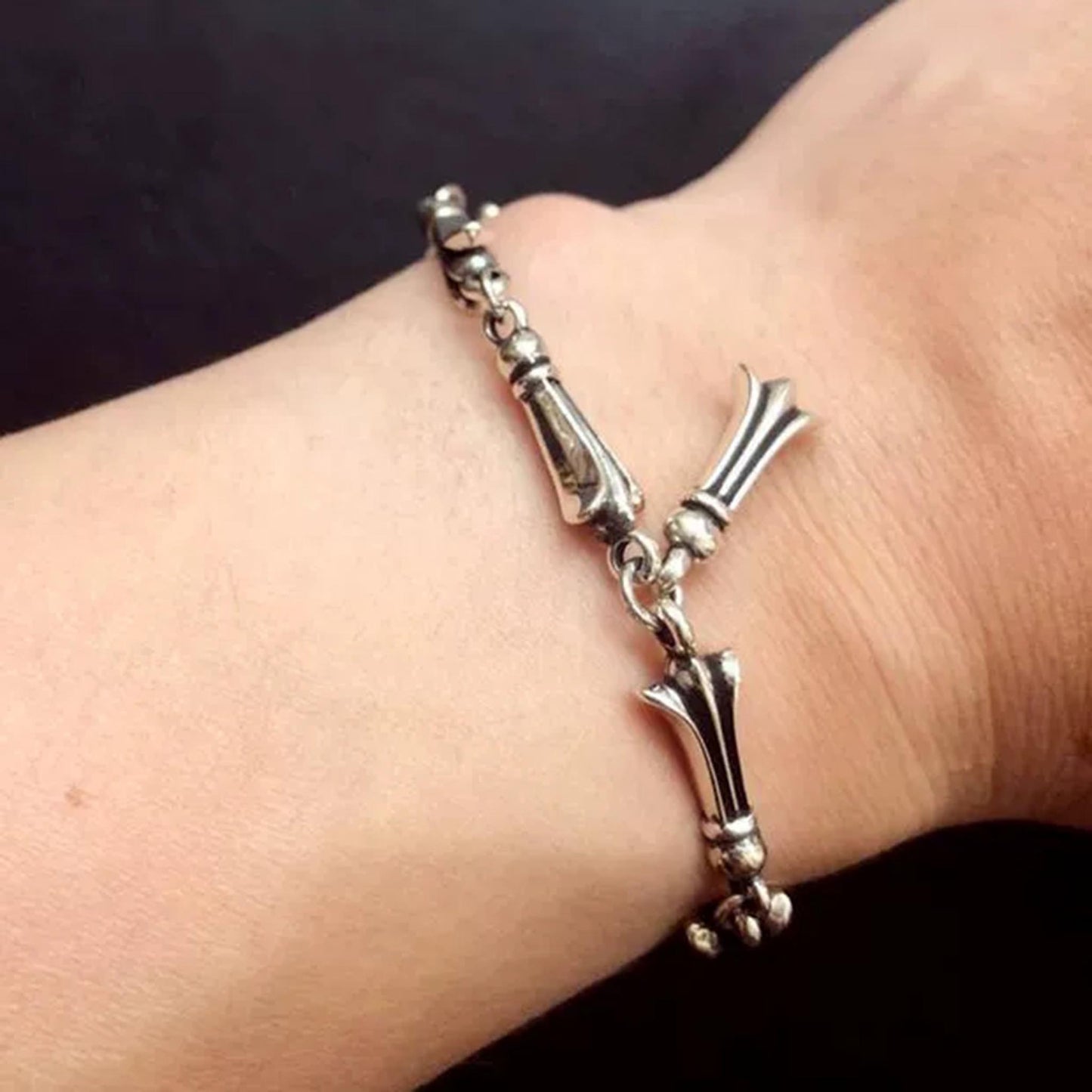 Sterling Silver Gothic Cross Design Chain Bracelet, Silver Punk Statement Bracelets